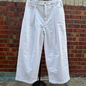 Banana Republic Wide-Leg Crop High Rise White Denim Jeans Women’s BOHO Sz 31/12